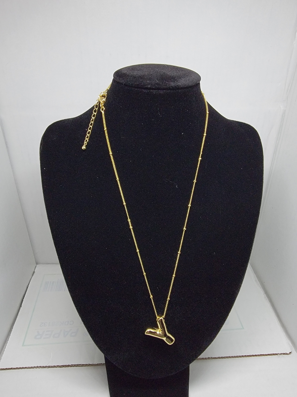 Posh Gold Tone Shoe Pendant Necklace